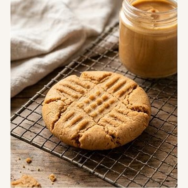 Peanut Butter Cookie — golden brown with criss-cross ridges and rich peanut butter center